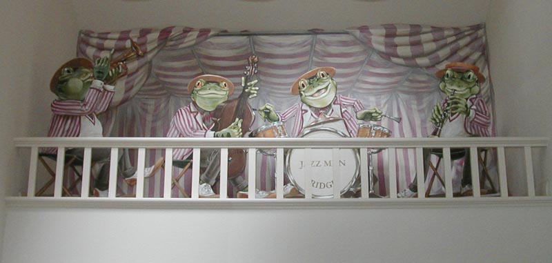 [Frog Jazz Quartet cut-outs and background]