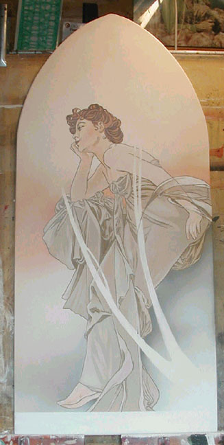 [Evening Reverie, Alphonse Mucha copy]