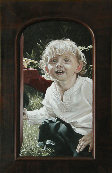 trompe l'oeil portrait of my son