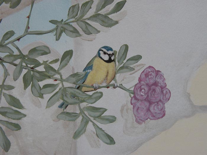 [The blue tit, in the rose corner]