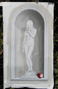 [trompe l’œil niche with marble statuette]