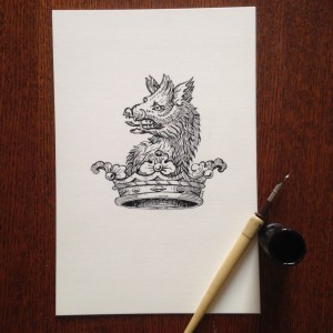 Bassett Bookplate, ink drawing