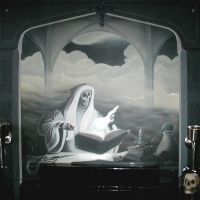 fantasy works: The Dark Alchemist. This one was for the proprietors of Elizium, an alternative and gothic clothing company. Acrylic/emulsion on board, 150 x 150 cms. 1995.