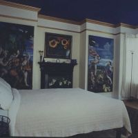 This was a commission from the author, Lawrence Norfolk,
to decorate his wardrobe doors. The original: Bacchus and Ariadne by Titian, is on display in the National Gallery